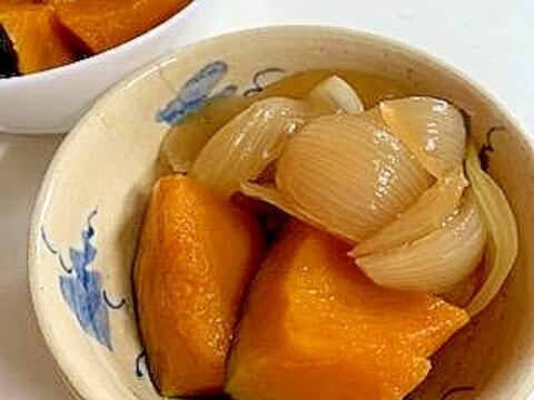 冷凍かぼちゃと新玉ねぎの煮物